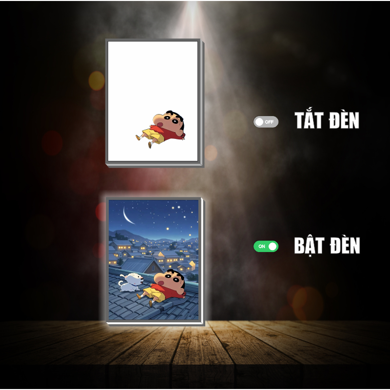 Tranh đèn led 3D đổi màu Shin-Cậu bé bút chì - Tranh đèn led 3D ANIME trang trí bàn làm việc, đèn ngủ