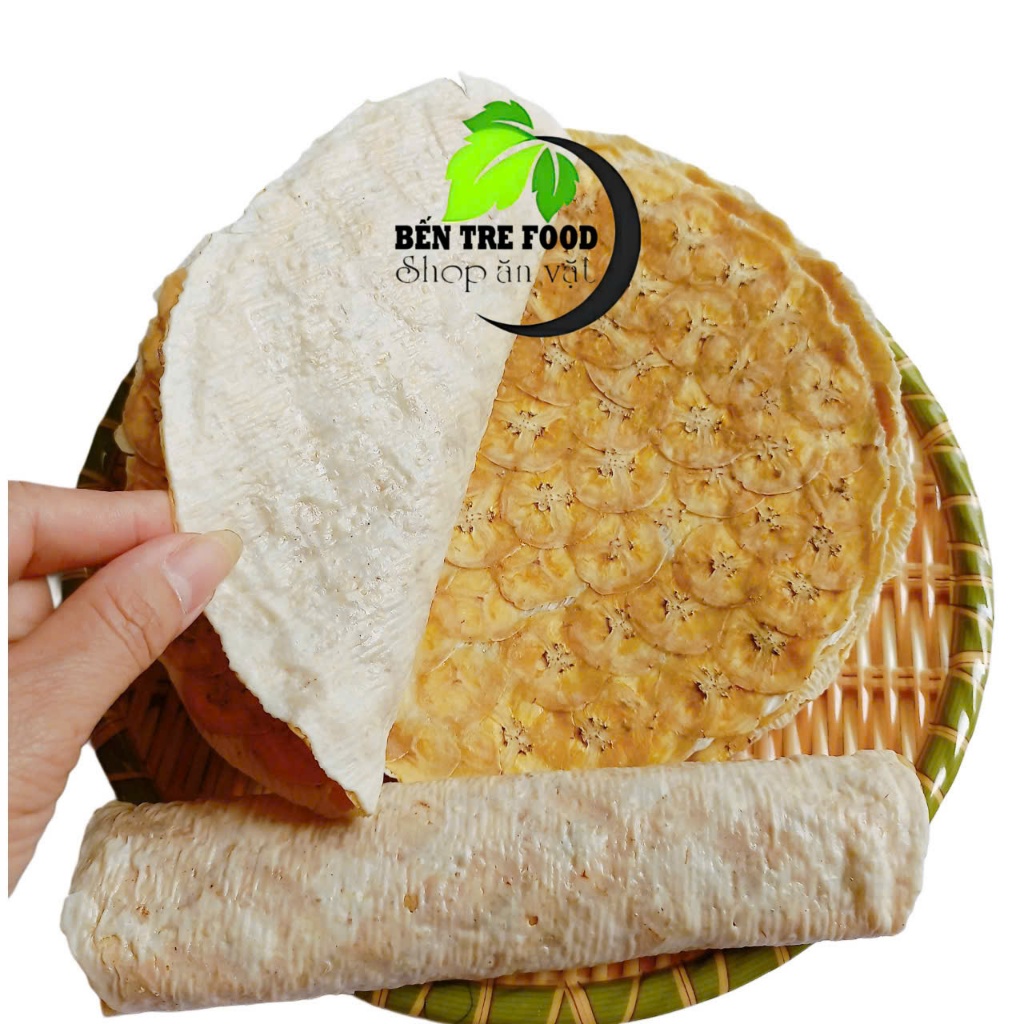 Bánh phồng sữa ép chuối Bến Tre túi 480gr (10 bánh) thơm ngọt vị chuối đồ ăn vặt