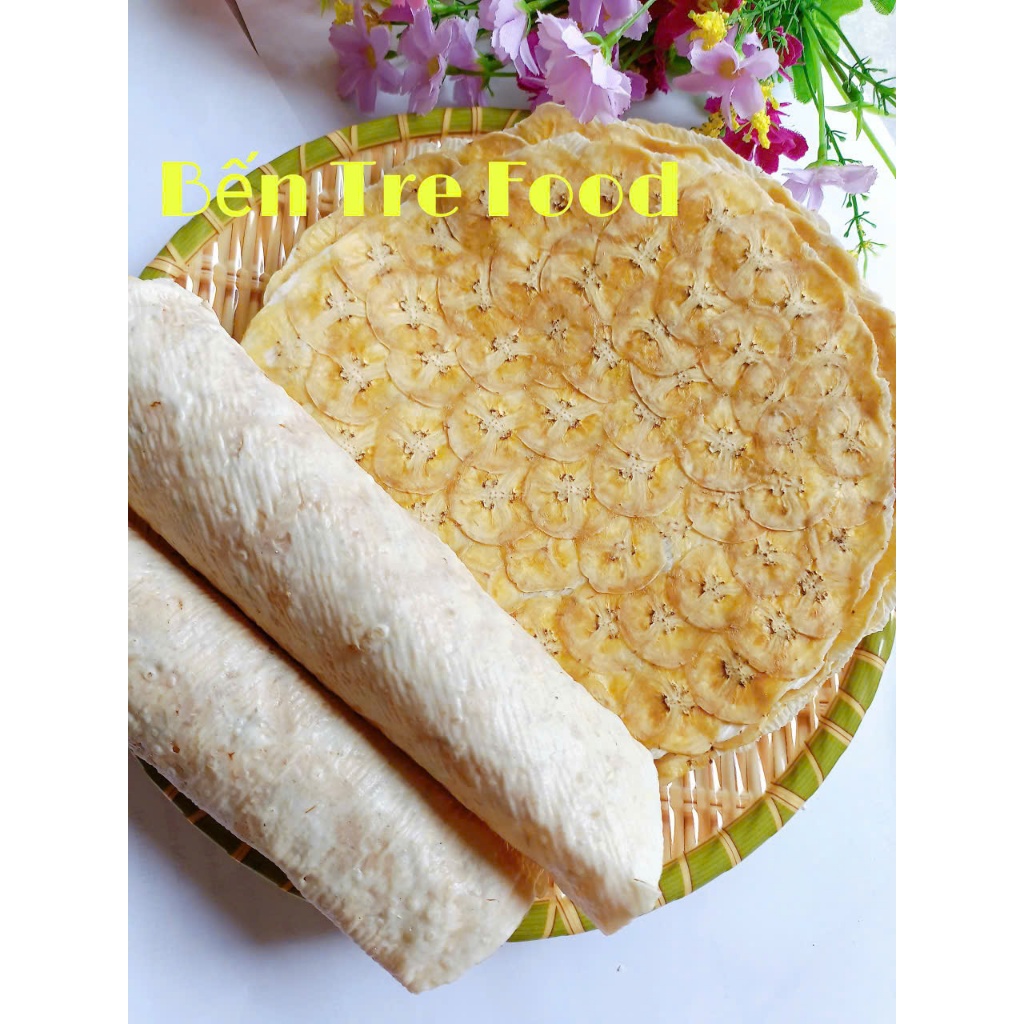 Bánh phồng sữa ép chuối Bến Tre túi 480gr (10 bánh) thơm ngọt vị chuối đồ ăn vặt