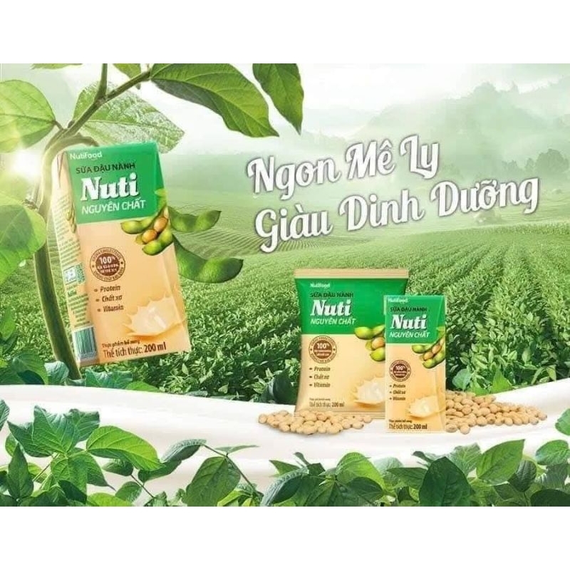 Sữa Đậu Nành NUTIFOOD SOY MILK nguyên chất thùng 36 hộp x 200ml