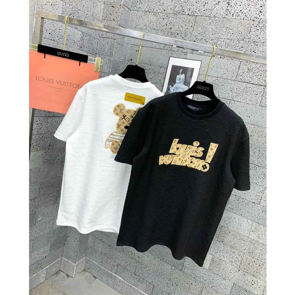 Áo phông nam nữ AP02 - chất xốp dập nổi, hình thêu toàn bộ form thụng ...