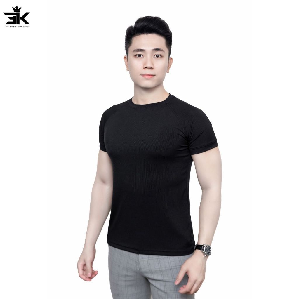 [COMBO 3 ÁO] Áo thun cộc tay gân tăm co giãn 4 chiều thoáng mát nhiều màu trẻ trung Menswear