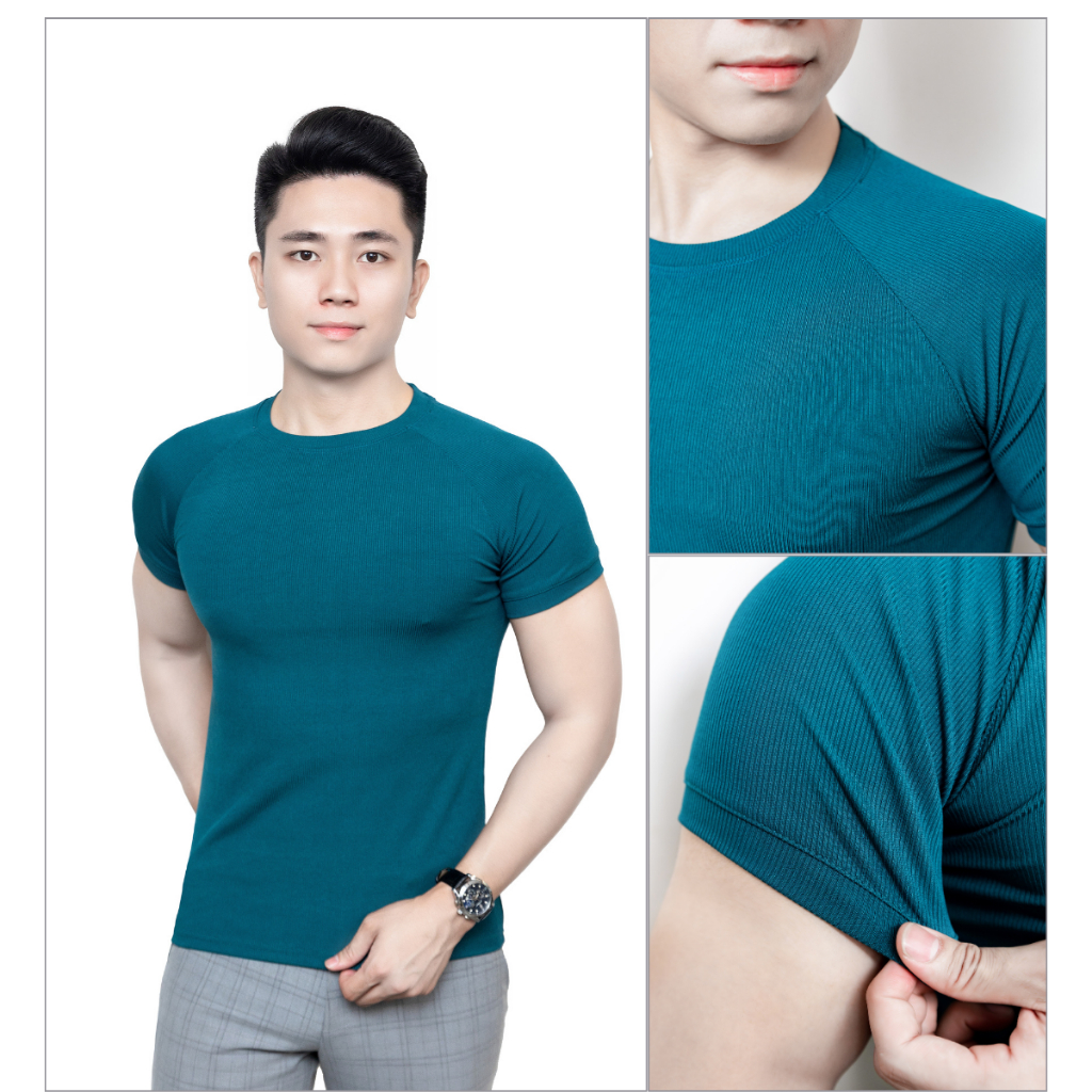 [COMBO 3 ÁO] Áo thun cộc tay gân tăm co giãn 4 chiều thoáng mát nhiều màu trẻ trung Menswear