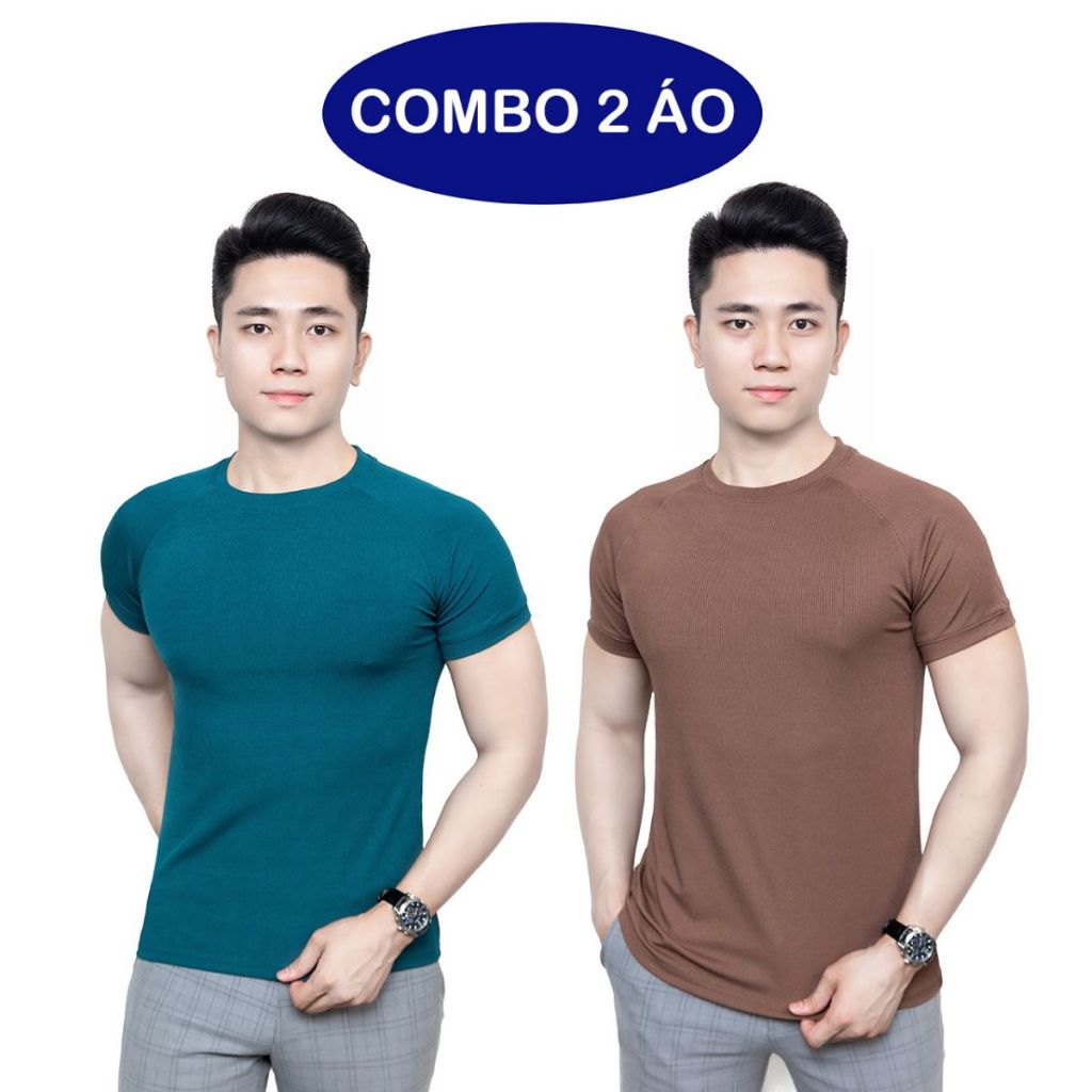 [COMBO 3 ÁO] Áo thun cộc tay gân tăm co giãn 4 chiều thoáng mát nhiều màu trẻ trung Menswear