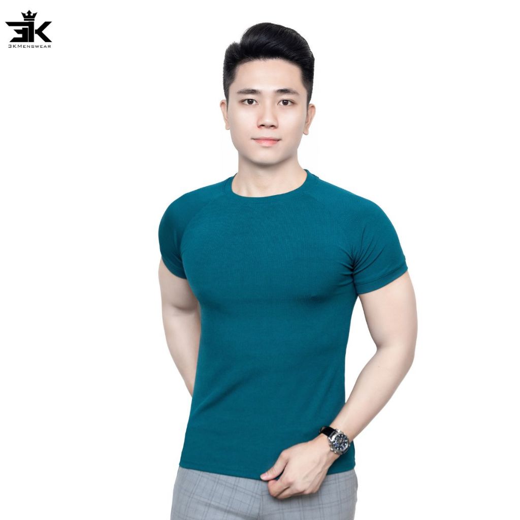 [COMBO 3 ÁO] Áo thun cộc tay gân tăm co giãn 4 chiều thoáng mát nhiều màu trẻ trung Menswear
