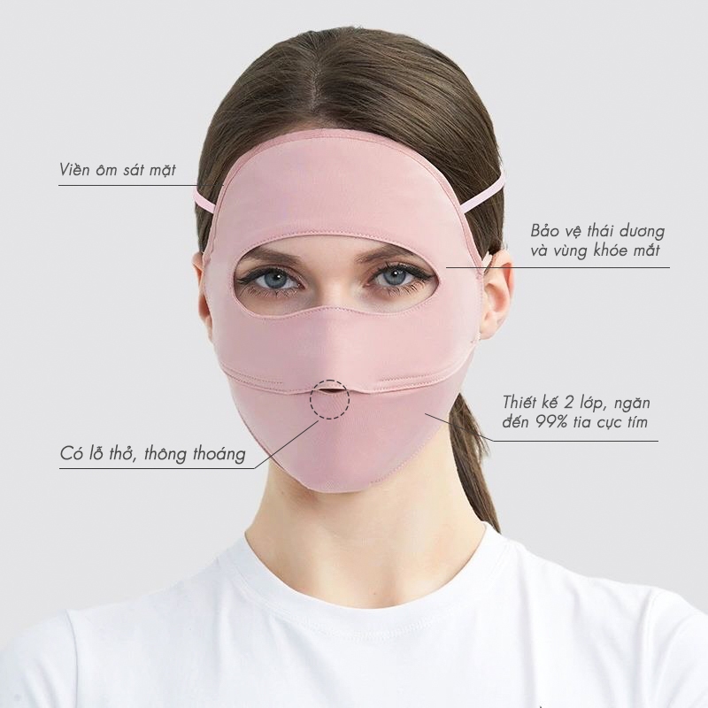 Khẩu trang Fullface chất liệu cotton xu lạnh thoáng khí, chống nắng kháng UV tốt - Ekiu Shop