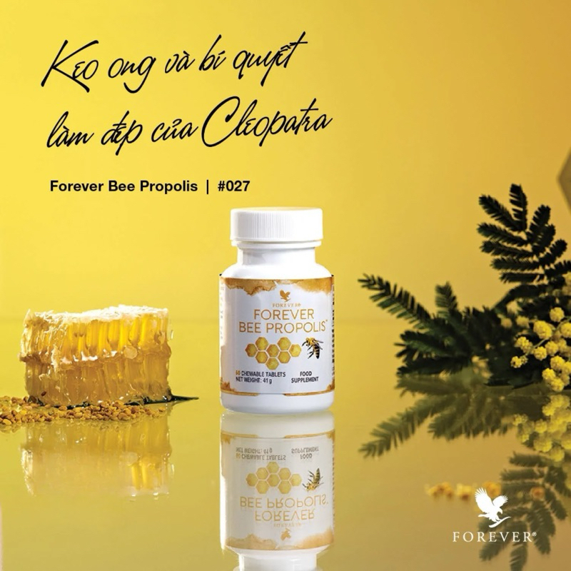 VIÊN KEO ONG – Forever Bee Propolis 027Flp. Hỗ Trợ Sức Đề Kháng, Viêm Họng, Đường Hô Hấp. 60v/lọ