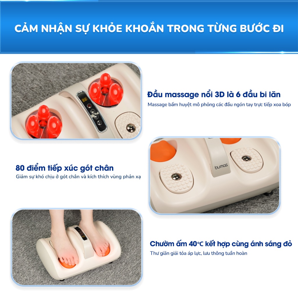 Ảnh Máy Massage Bàn Chân BUMAS M15 - Rung Mát Xa Kết Hợp Chườm Ấm Hiệu Quả Đa Vùng 2