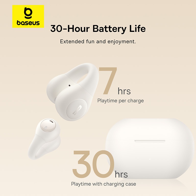 Tai nghe Baseus Bass 15 Clip Open-Ear OWS Bluetooth 5.4 ENC 30 giờ 4,6g