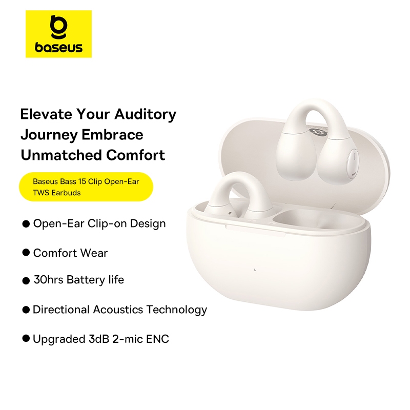 Tai nghe Baseus Bass 15 Clip Open-Ear OWS Bluetooth 5.4 ENC 30 giờ 4,6g
