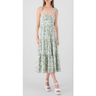 Đầm midi hai dây linen hoa vnxk dư Trixxi