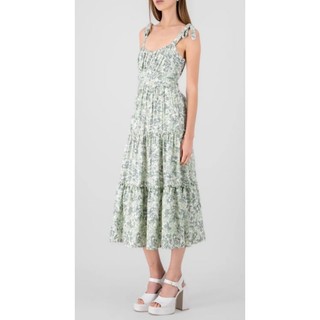 Đầm midi hai dây linen hoa vnxk dư Trixxi