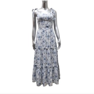 Đầm midi hai dây linen hoa vnxk dư Trixxi