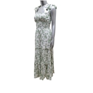 Đầm midi hai dây linen hoa vnxk dư Trixxi