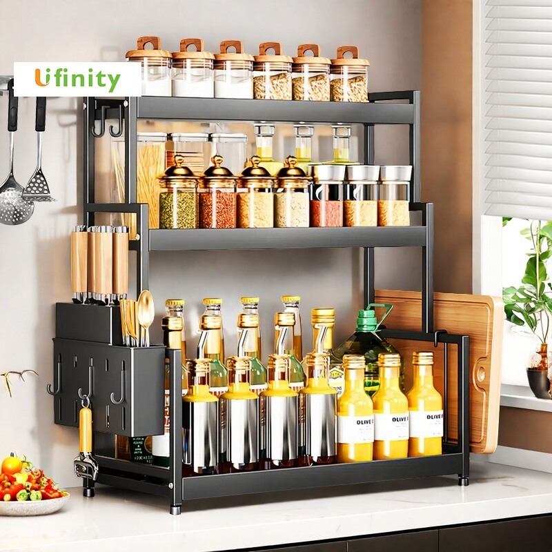 Lifinity Kệ Đựng Gia Vị 2-3 Tầng Đa Năng, Để Dao Thớt & Đũa Thìa-Chống Gỉ, Tiết Kiệm Không Gian