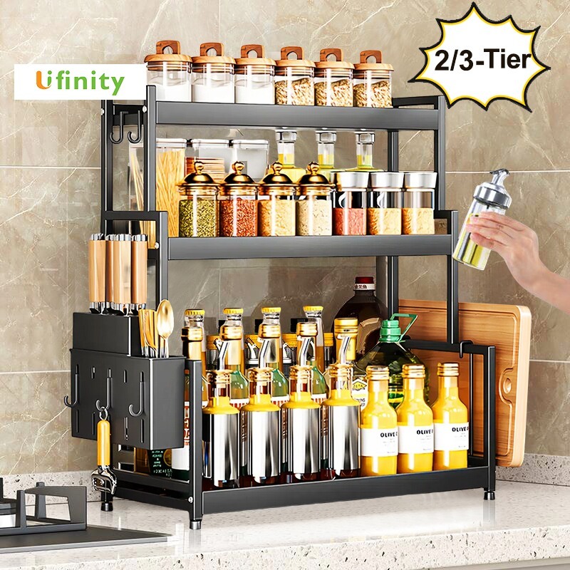 Lifinity Kệ Đựng Gia Vị 2-3 Tầng Đa Năng, Để Dao Thớt & Đũa Thìa-Chống Gỉ, Tiết Kiệm Không Gian