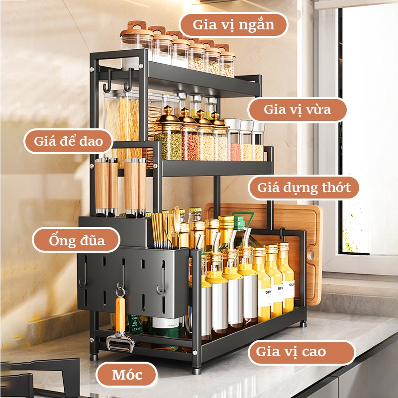 Lifinity Kệ Đựng Gia Vị 2-3 Tầng Đa Năng, Để Dao Thớt & Đũa Thìa-Chống Gỉ, Tiết Kiệm Không Gian