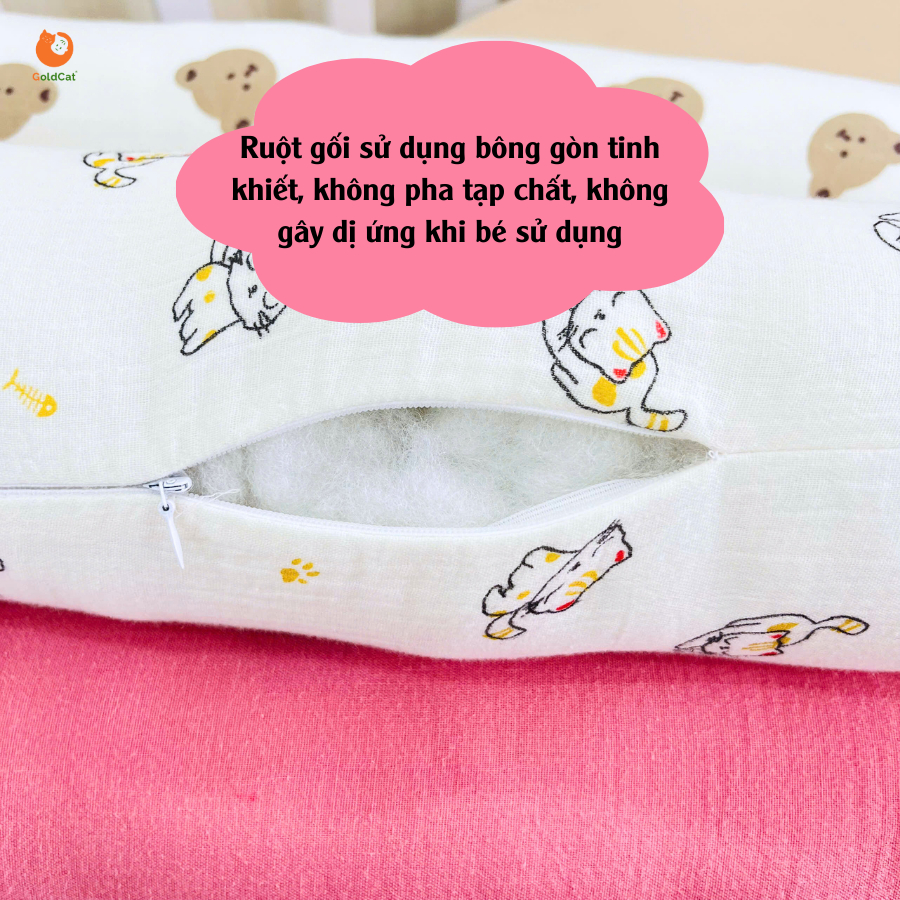 Ảnh Gối Ôm Trẻ Em GoldCat Hoạ Tiết Ngộ Nghĩnh, Chất Liệu Muslin Dùng Cho Bé Từ 0-2Tuổi 4