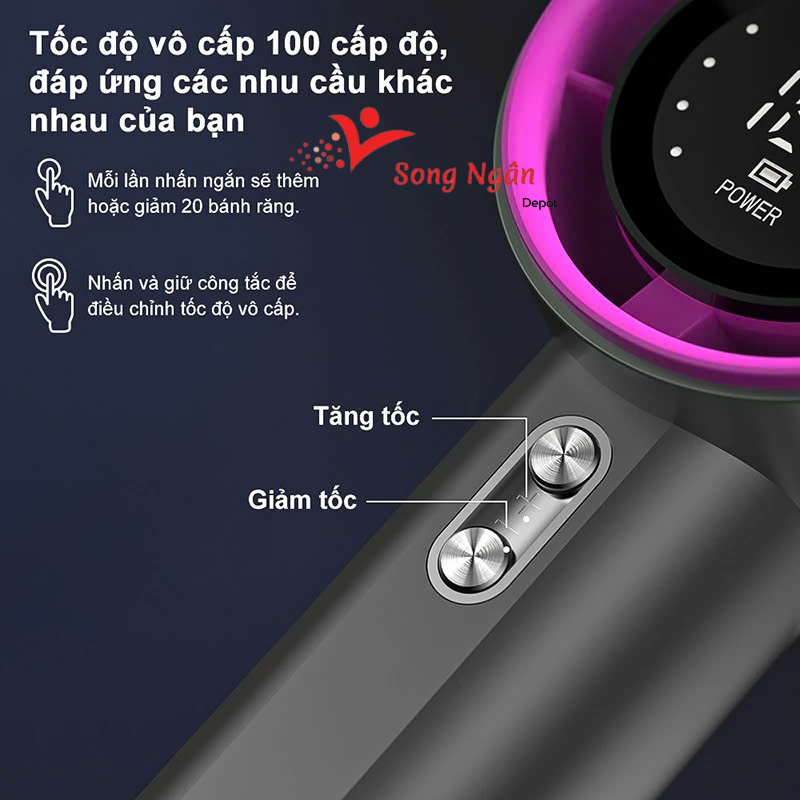 Quạt mini SONGNGAN 4000 mAh di động có thể sạc gió mạnh 100 tốc độ turbo phản lực