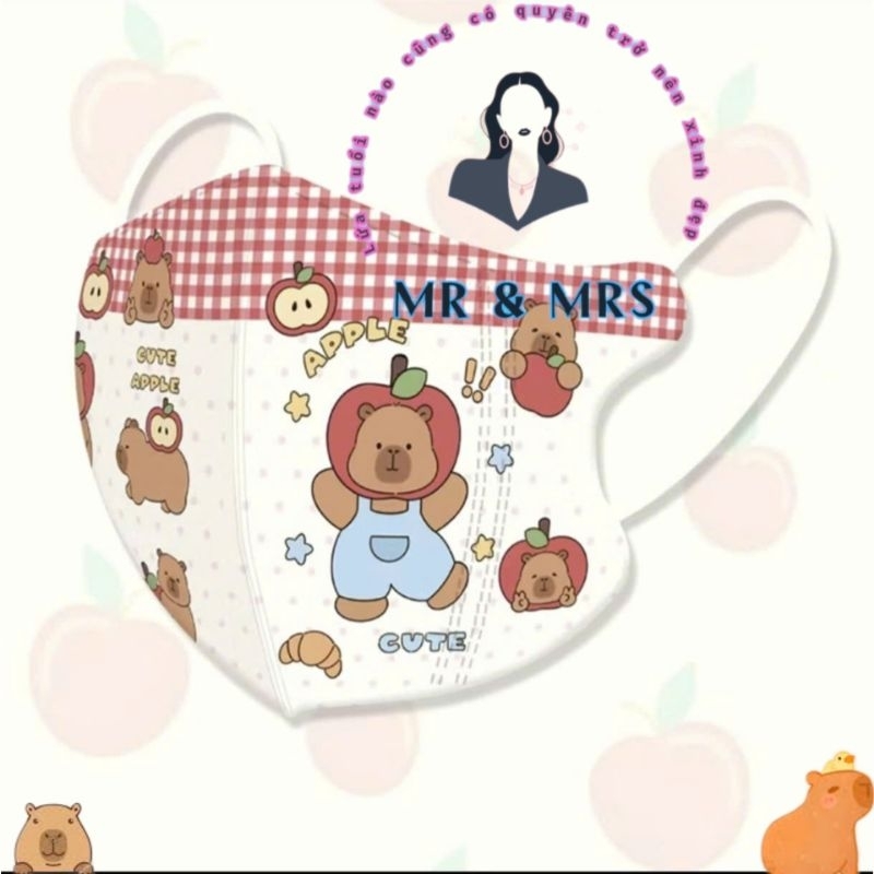 ( Set 10C/50C) Tổng Hợp Khẩu Trang Hoạt Hình CAPYBARA Cho Bé 3-12T
