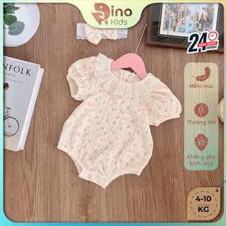 Body Musslin hoa nhí bé gái 4-10kg đầy tháng, thôi nôi. Bộ đồ liền thân dễ thương bé gái. Dino Kids