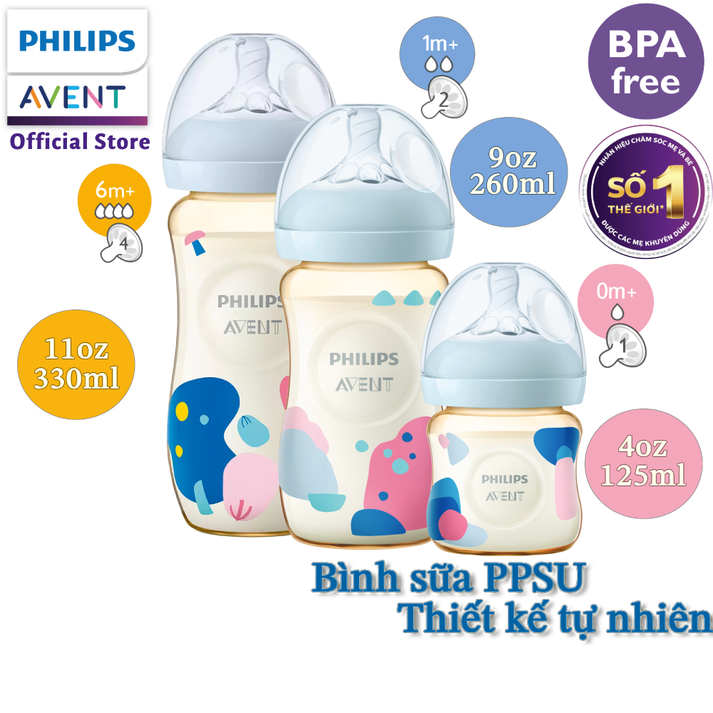 Ảnh Philips Avent Bình sữa PPSU thiết kế tự nhiên Hộp 1 bình SCF581/10 SCF582/10 SCF583/10 1