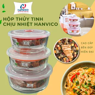 [Hanvico]Bộ 3 hộp thủy tinh chịu nhiệt 700ml,500ml,300ml,hộp đựng thức ăn,Dùng Được Trong Lò Vi Sóng