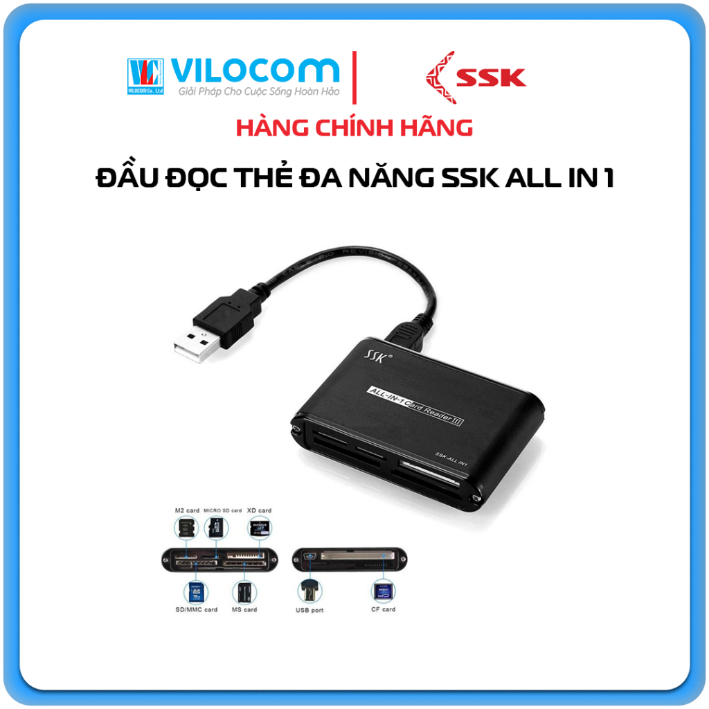 Đầu Đọc Thẻ Nhớ Đa Năng SSK All In 1 Card Reader III (Đen) | Shopee ...