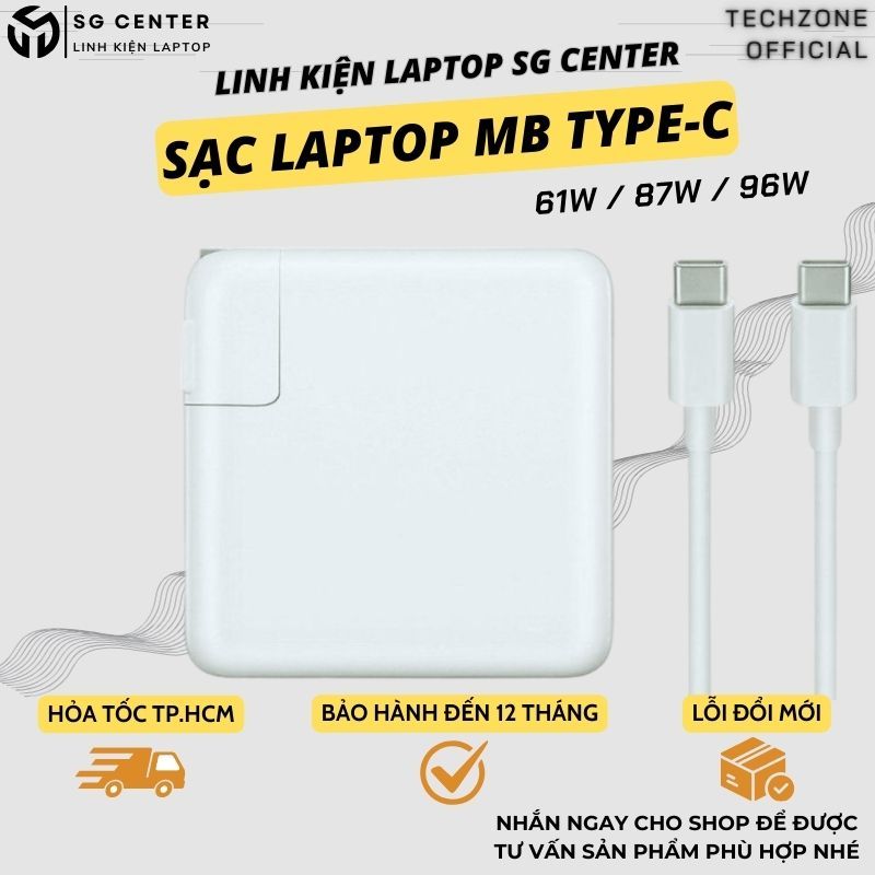 Sạc Laptop MB TYPE-C, 30W/61W/87W/96W, Sạc Laptop MB Zin, Sạc kèm dây ...