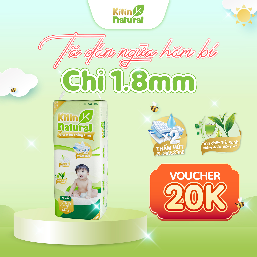 Combo 3 Bịch Tã/Bỉm Kitin Natural dán Kitin Natural size NB56/S50/M44 ...