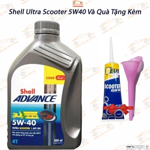 Nhớt Cho Xe Ga Shell Advance Ultra Scooter 5W40 800ML Tặng Láp Zeus Và Phễu