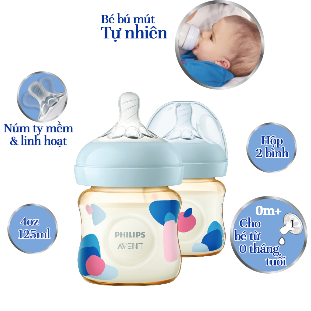 Ảnh Philips Avent Bình sữa PPSU thiết kế tự nhiên Hộp 2 bình SCF581/20 SCF582/20 1