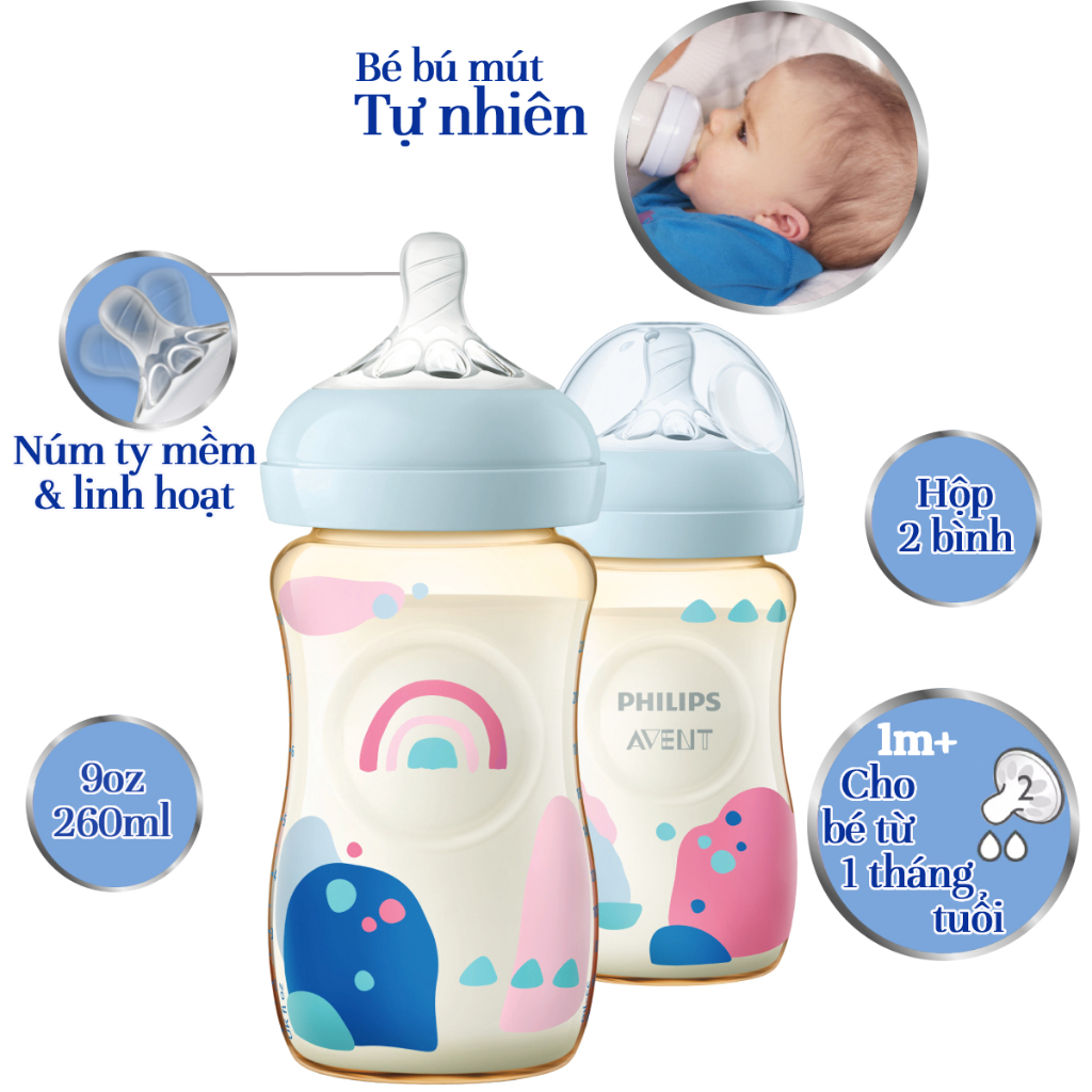 Ảnh Philips Avent Bình sữa PPSU thiết kế tự nhiên Hộp 2 bình SCF581/20 SCF582/20 2