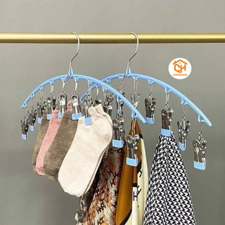 Móc Treo Đồ Lót, Tất Vớ 10 Kẹp Bọc Nhựa Có Khóa Chống Gió Siêu Tiện Dụng Cam Homeware
