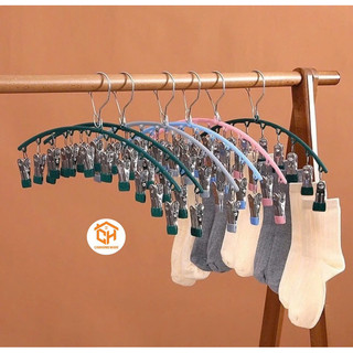 Móc Treo Đồ Lót, Tất Vớ 10 Kẹp Bọc Nhựa Có Khóa Chống Gió Siêu Tiện Dụng Cam Homeware
