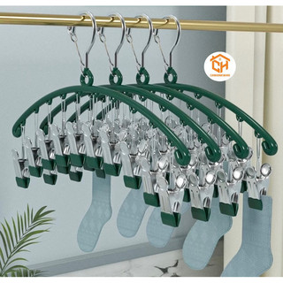 Móc Treo Đồ Lót, Tất Vớ 10 Kẹp Bọc Nhựa Có Khóa Chống Gió Siêu Tiện Dụng Cam Homeware