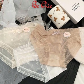 Quần lót ren lưới 7A - Quần họa tiết hình tim nhẹ nhàng mỏng mát lạnh không lộ viền BC_CHIC LINGERIE