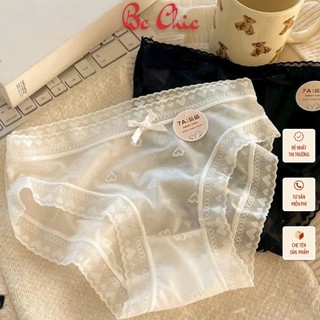 Quần lót ren lưới 7A - Quần họa tiết hình tim nhẹ nhàng mỏng mát lạnh không lộ viền BC_CHIC LINGERIE