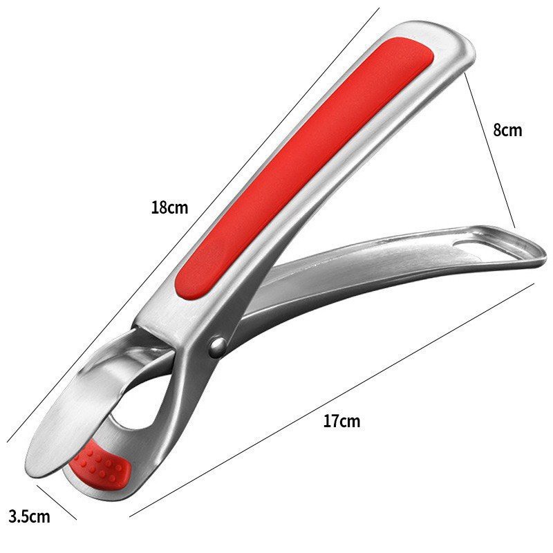 Kẹp Nhấc Nồi Cách Nhiệt Chống Trượt, Kẹp Đồ Nóng Inox Màu Ngẫu Nhiên Đỏ Đen
