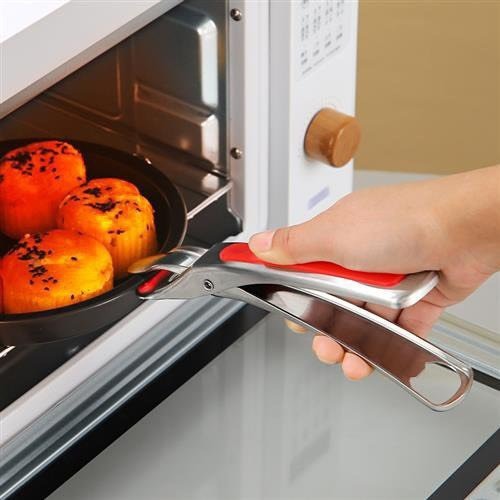 Kẹp Nhấc Nồi Cách Nhiệt Chống Trượt, Kẹp Đồ Nóng Inox Màu Ngẫu Nhiên Đỏ Đen