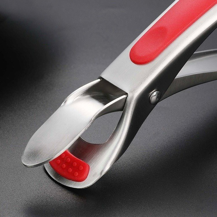 Kẹp Nhấc Nồi Cách Nhiệt Chống Trượt, Kẹp Đồ Nóng Inox Màu Ngẫu Nhiên Đỏ Đen