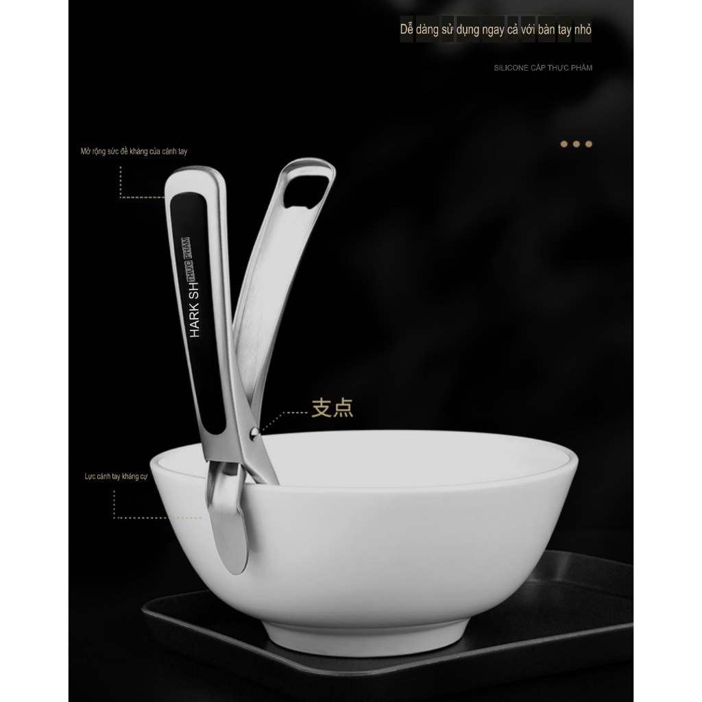 Kẹp Nhấc Nồi Cách Nhiệt Chống Trượt, Kẹp Đồ Nóng Inox Màu Ngẫu Nhiên Đỏ Đen