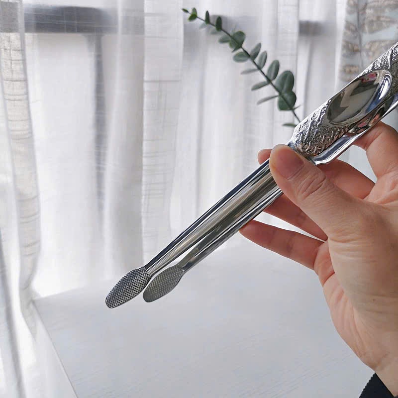 Kẹp Gắp Inox Đa Năng Có Khui Nắp, Dụng Cụ Gắp Thịt Inox Cao Cấp Chống Trượt Có Lỗ Treo