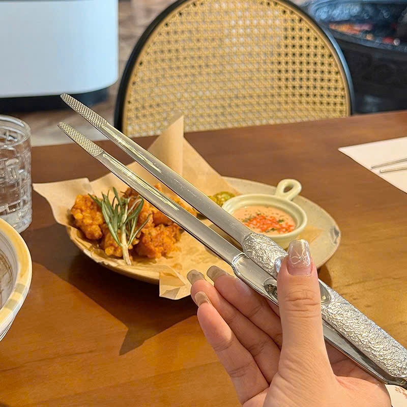 Kẹp Gắp Inox Đa Năng Có Khui Nắp, Dụng Cụ Gắp Thịt Inox Cao Cấp Chống Trượt Có Lỗ Treo
