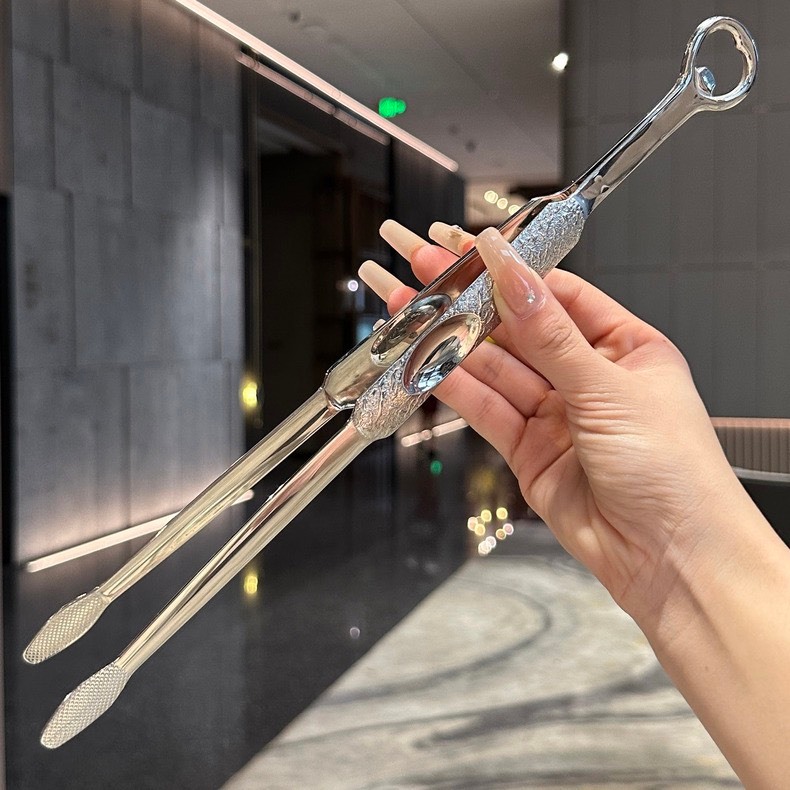 Kẹp Gắp Inox Đa Năng Có Khui Nắp, Dụng Cụ Gắp Thịt Inox Cao Cấp Chống Trượt Có Lỗ Treo
