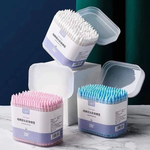HỘP 200c TĂM BÔNG NGOÁY TAI TRANG ĐIỂM 2 ĐẦU COTTON SIÊU TIỆN DỤNG