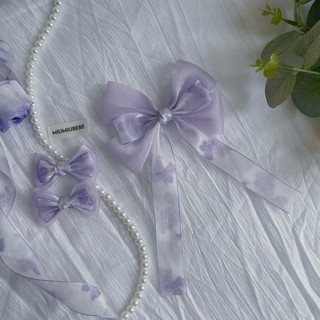 🌸 [SK01] Set Kẹp Tóc Handmade Cho Bé Gái Nơ Vải Voan Hoa