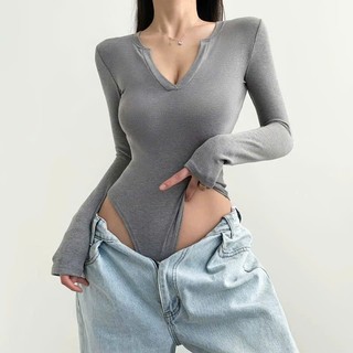 Bodysuit cổ V tay dài M097