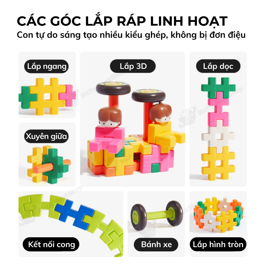 Đồ chơi lắp ghép khối hình 3D Mideer Waffle Building Blocks