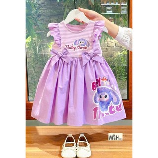 Váy bé gái hoạ tiết kuromi,baby three, đầm bé gái size 10-30kg màu tím hot hit